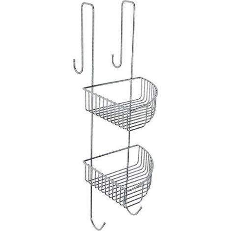 Cleafe - Mensola Da Bagno Doccia Angolare A 2 Ripiani In Metallo Cromato Da Appendere 87821 - (1/2)
