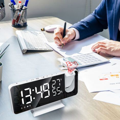 Sveglia digitale multifunzione con proiezione, radiosveglia, monitoraggio temperatura e umidità interna (1/4)