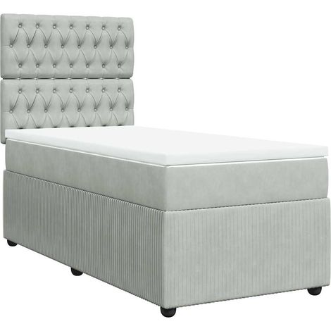 Maison Exclusive - Sommier à lattes de lit et matelas Gris clair 80x200 cm Velours (1/5)