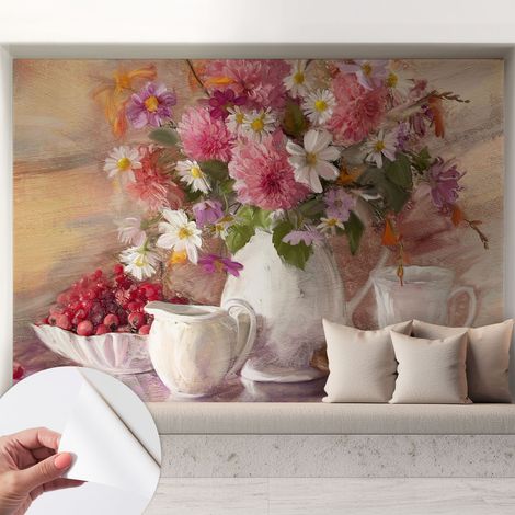 Carta da parati autoadesiva - impermeabile - murale da parete - decorazione murale - Fiori di campo 208x146 cm (1/5)