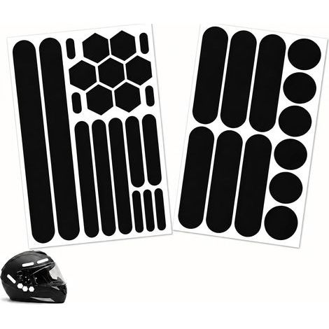 2 Feuilles d’Autocollants Réfléchissants, Bandes Réfléchissantes Autocollantes et Stickers de Visibilité pour Casque, Moto, Vélo, Trottinette Électrique, Poussette, Fauteuil Roulant, Valise, Noir (1/5)