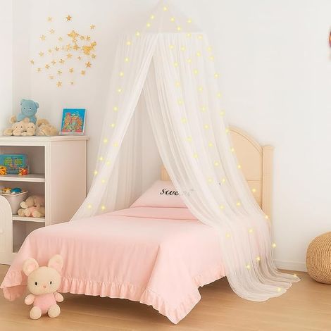 Bed Canopy Mosquito Net Round Canopy Dome Bed Tent, 250 x 900 x 60 cm, Room Decoration, White (1/5)