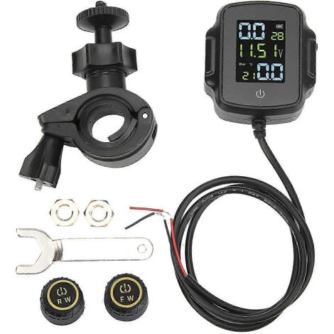 Système de surveillance de la pression des pneus pour motos avec 2 capteurs externes TPMS, chargement USB 12 V, affichage haute précision intelligent (1/5)