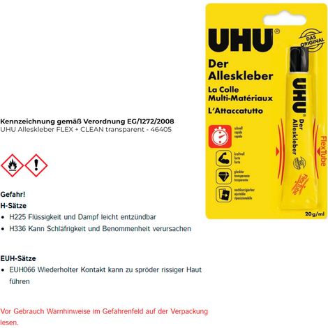UHU  colla  universale  FLEX  +  CLEAN  trasparente  -  46405 (1/3)