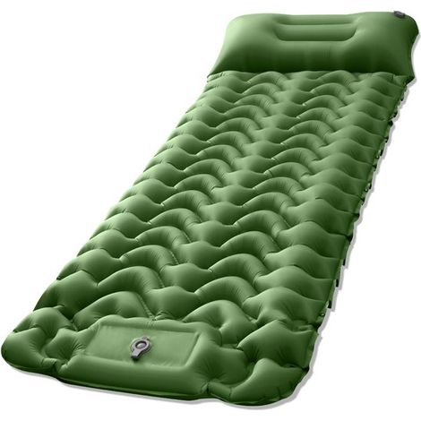 KZQ 1 Stück Camping Isomatte Ultraleichte Isomatte mit Kissen Integrierte Fußpumpe Aufblasbare Isomatte Kompakt für Camping, Trekking, Wandern, R (1/5)