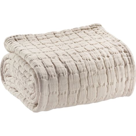Couvre-lit en Coton Lavé Stonewashed - Jeté de Lit Doux pour Chambre - 180 x 260 cm - PANGIVO (1/3)