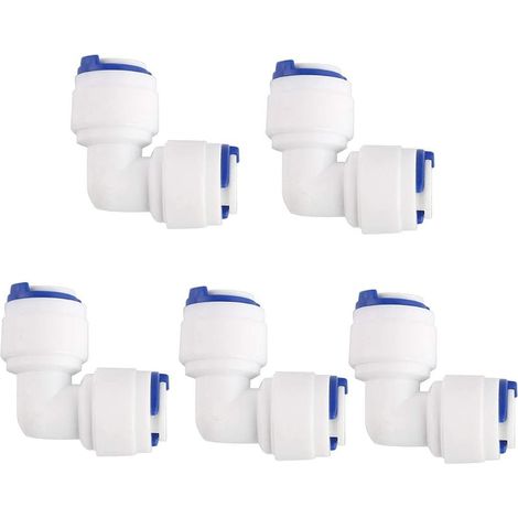 1/4" Raccordement Rapide Eau Purificateurs Tubes Raccords Pousser Eau Filtre Connecteur pour RO Système Osmose Inverse 5 pcs (1/4)