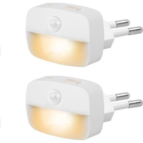 Veilleuse à détecteur de mouvement - Douille LED - 3 intensités - Lot de 2 (1/5)