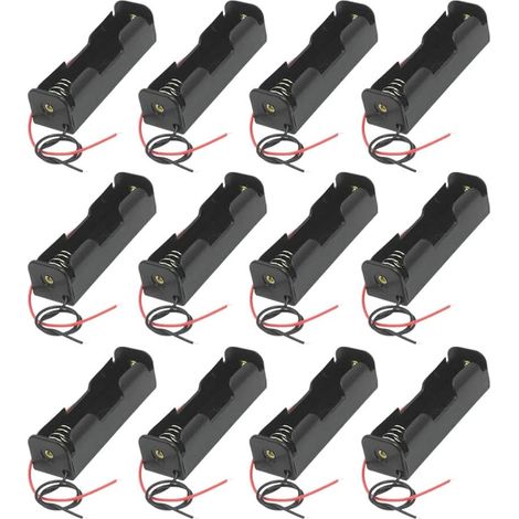 12Pcs 3.7 V 18650 Support de Batterie Boîtier en Plastique Boîte de Rangement avec Wire Leads (1 Gouttes)