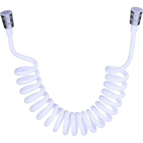 Flexible de douche,Tuyau de douche en mousse avec bouchon en cuivre, tuyau à ressort télescopique, flexible rétractable pour douchette, WC et bidet(3M Blanc) (1/4)