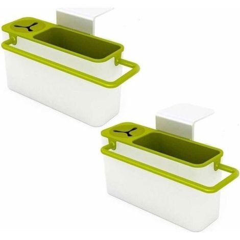 Deux étagères de salle de bain, une étagère de comptoir, un porte-serviettes suspendu, un porte-éponges de nettoyage de cuisine et (1/3)