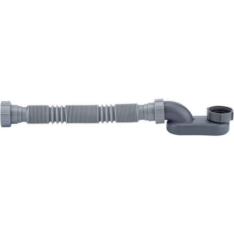 Siphon P bas profil 1 1/2, tuyau d'évacuation flexible plat pour baignoire et douche, vidage baignoire îlot (1/5)