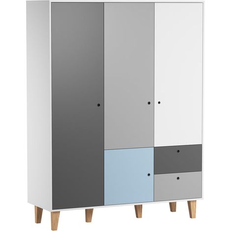 Schrank mit 3 Türen, blau, 201.5cm (1/3)