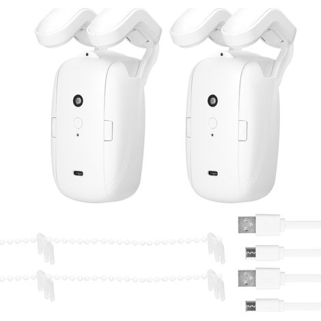 Beyamis Lot de 2 moteurs de rideaux BT - Contrôle à distance, minuterie pour ouverture automatique (1/5)
