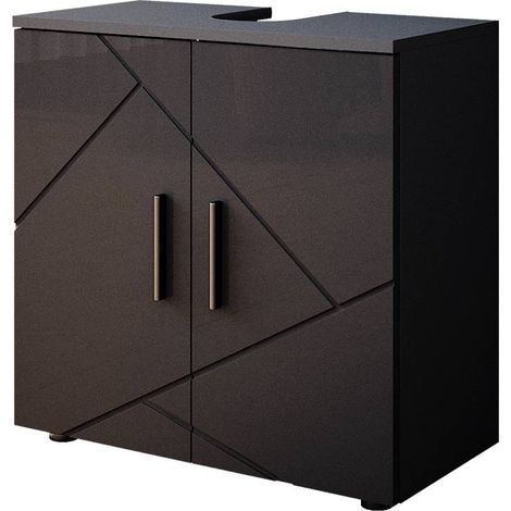Meuble sous vasque simple Irma, Anthracite Haute brillance, 60 x 59 cm, Vicco
