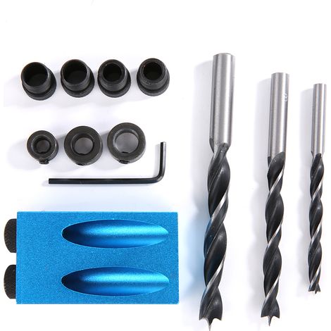 Perceuse à bois guide aluminium 14 pièces, gabarit de perçage angle 15°, localisateur de trous pour menuisier, kit orientable précision (1/5)