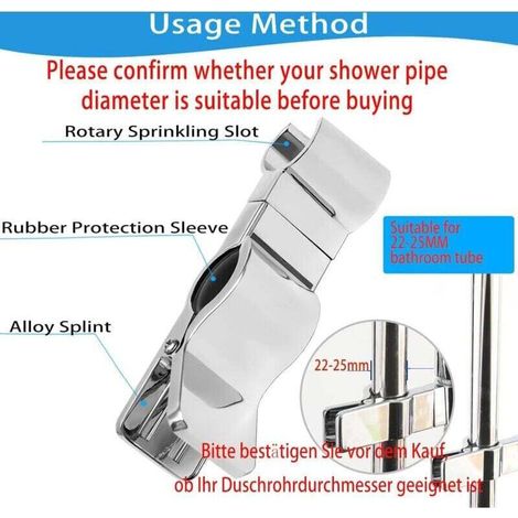 Support Douchette,Support Pommeau de Douche,Barre de Douche Support Douchette Sans Percage,45°Clamp Douchette Réglable (1/3)