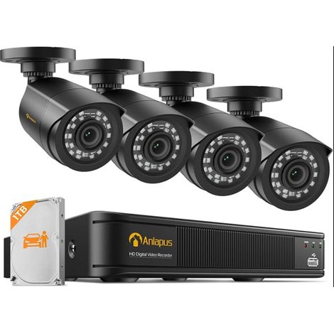 Kit 4 Caméra de Surveillance Extérieure 2MP Full HD 1080P, DVR 8CH, Détection IA Personnes (1/5)