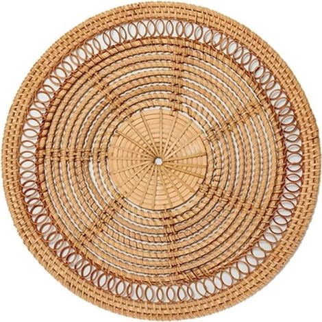 1 tenture murale en rotin, tissée à la main, décor bohème naturel, 30 cm, pour salon chambre patio (1/3)