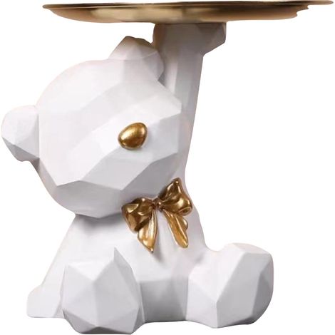 Plateau Décoratif Ours - Plateau de Rangement Multifonctionnel pour Accessoires - Décoration Intérieure Salon Bureau Fenêtre - 20 x 18 x 17 cm - 1 Pièce (1/5)