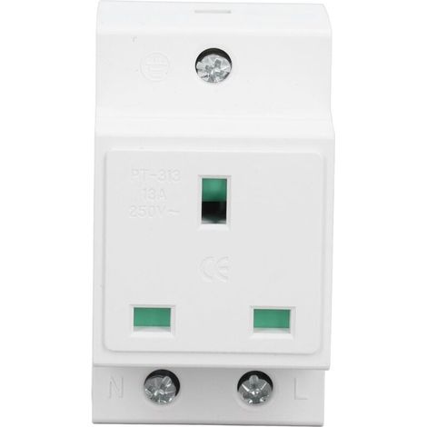 Toma de corriente CA de riel DIN fiable para panel de distribución, de nailon ignífugo para una fácil instalación (RU CA 250 V, 13 A) (1/4)