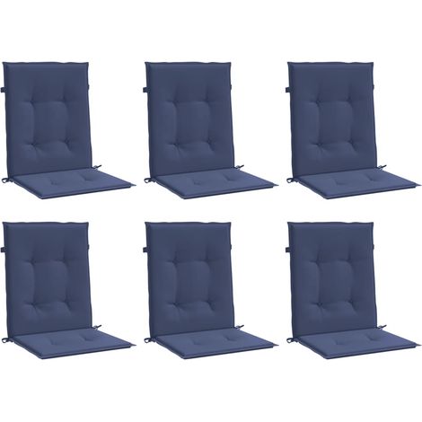 Lowback Chair Cushions 6 pcs Navy Blue Fabric vidaXL