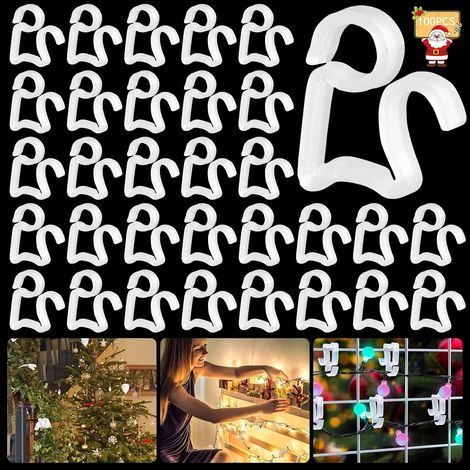 Clips de Lumière de Noël,Clips de Gouttière,Crochets de Gouttière pour Noël en Plein Air Lumières Décoratives,Crochets de Support en Plastique pour Gouttières Bardeaux Chaînes (A) (1/5)