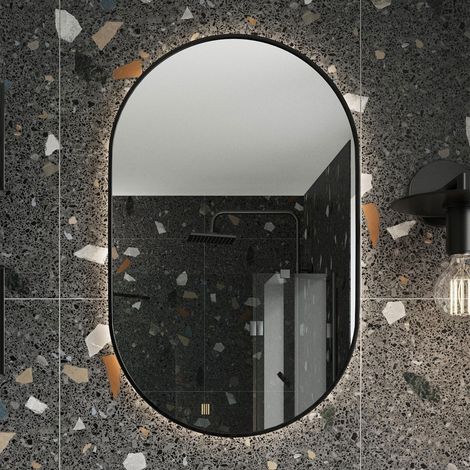 Orbit Aubrey LED Bathroom Mirror 800mm H x 500mm W - Black (1/2)