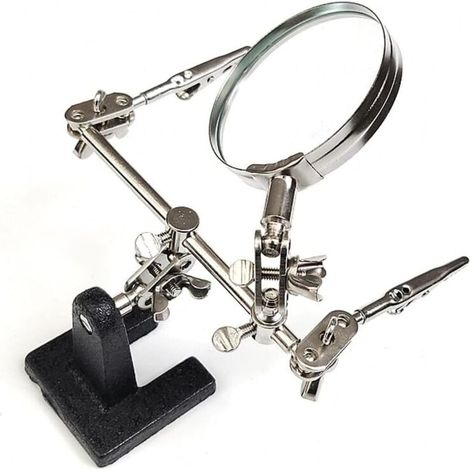 Loupe Mains Libres avec Clip de Crocodile + Lentille de loupe 5x, Troisième Main pour soudage et Fabrication de Bijoux (1/5)