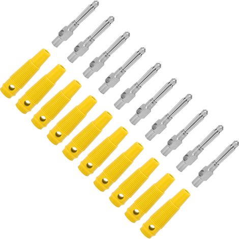 Lot de 10 fiches bananes 7 broches 4 mm en cuivre, 1000 V, 32 A, empilables, avec manchon souple, à visser, jaunes (1/5)