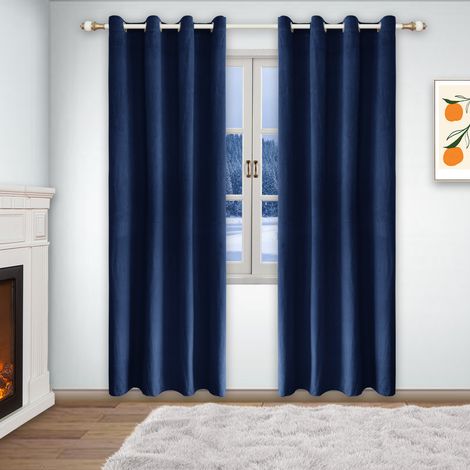 Rideaux occultants, idéaux pour la chambre, à œillets, isolants thermiques et phoniques, pour le salon (lot de 2), dimensions : 132 x 137 cm (largeur x longueur).