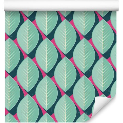 Papel pintado retro con preciosas hojas coloridas para salón y dormitorio, 50x1000 cm. (1/5)