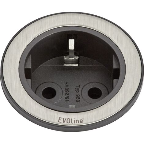 EVOline 159280001100 Einbau-Steckdosenleiste 1fach Edelstahl, Schwarz  1 St.