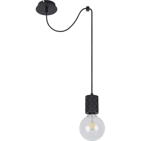 Lampada a sospensione da soffitto luce illuminazione metallo nero alluminio soggiorno 1 fiamma