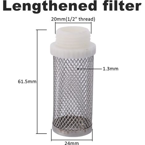 Filtre allongé en acier inoxydable pour tuyau d'arrosage, protection et filtration de l'eau. (1/5)