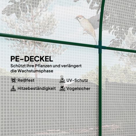 Serre de culture transportable blanche avec cadre en acier et bâche plastique transparente, protection idéale pour toutes vos plantes sur balcon, terrasse et jardin (1/4)