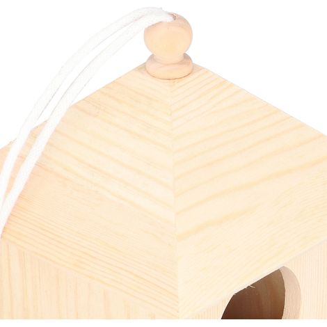 [Vogelhaus] Selbstgebautes Vogelhaus aus Kiefernholz mit Trageband, rustikale Gartendekoration für kleine Vögel (20x12x12cm) (1/5)