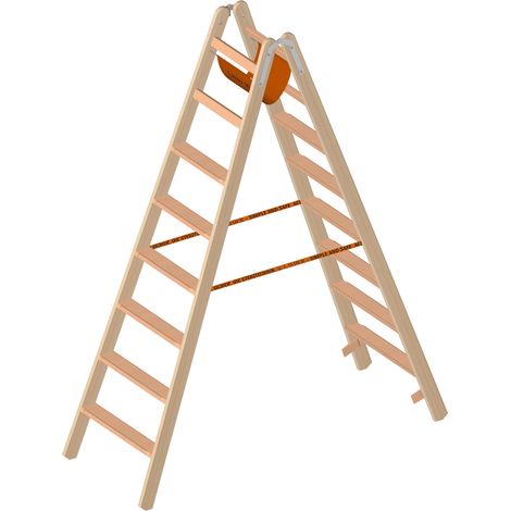 Layher 1020 Holzstehleiter mit 2x8 Stufen (1/4)