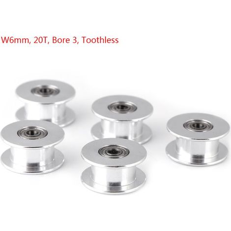 5 poulies en aluminium 2GT pour courroie d'imprimante 3D (6 mm, 20 dents, alésage lisse 3 mm) (1/5)