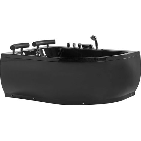 Corner Hot Tub with LED PARADISO Right Hand 1580 x 1130 mm Black