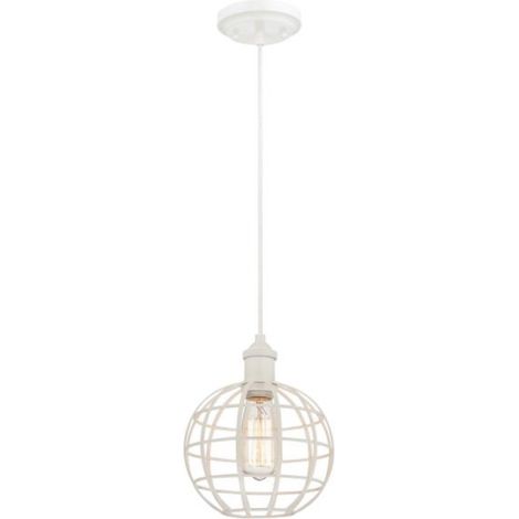 One-Light Pendant White with globe cage