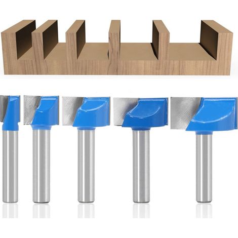 Set di 5 frese dritte per legno con gambo da 8 mm, misure 10/15/20/25/30 mm. (1/5)