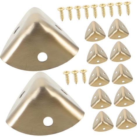 12 protège-coins décoratifs, inox/bois, doré, pour coffrets (1/5)