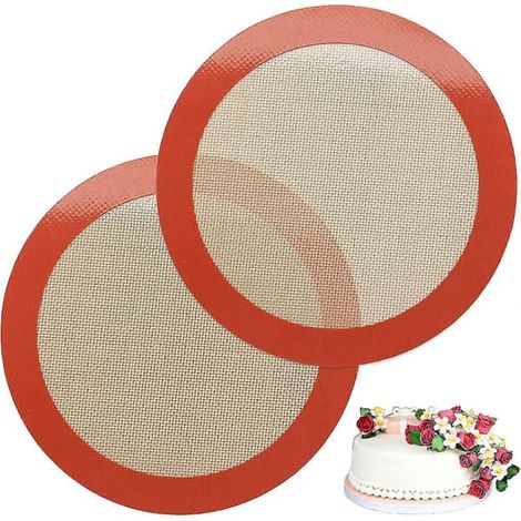 BelleRise - Tapis de cuisson en silicone, lot de 2, ronds, pour moule à gâteau de 23 cm (9 pouces), antiadhésifs et réutilisables. (1/5)