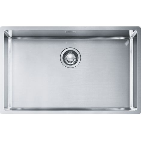 Franke – Évier 1 bac inox lisse 685 x 410 mm – Vidage manuel avec bonde ø 90 mm – Système de fixation rapide – Trop plein esthétique (1/3)