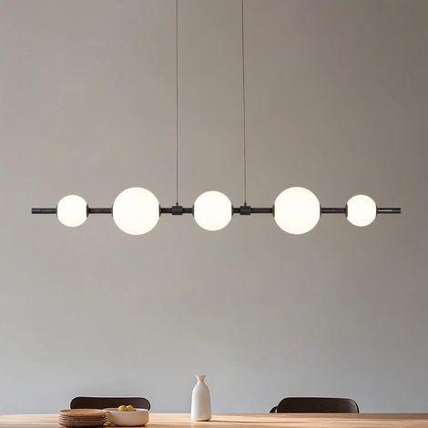 [NEUWERTIG] B-Ware Lucande Pendelleuchte Led Hängeleuchte Tanira Schwarz Weiß 140cm, Step Dim