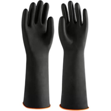 Gant de protection chimique - Butyle 35 cm taille 9 - Caoutchouc butyle résistant - EN 374, EN 421, EN 16350 - Noir (1/5)