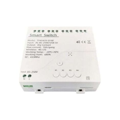 Interrupteur intelligent Tuya 4G LTE, relais avec application GSM 433 MHz, contrôle sans fil, 4 canaux, contrôleur amovible, AC 85-250 V (1/4)