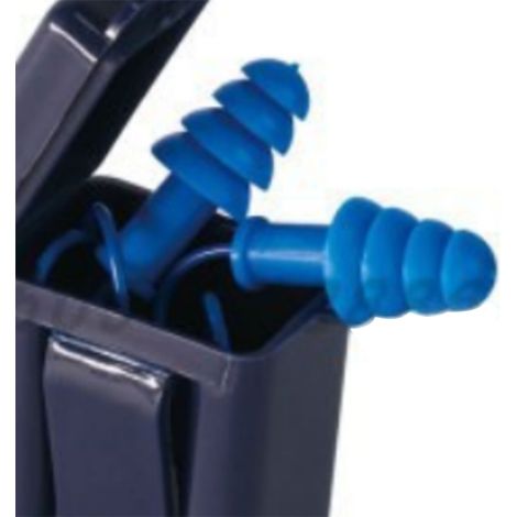 Lot de 10 paires de bouchons d'oreilles en silicone souple, lavables et réutilisables, en forme de sapin de Noël, avec cordon et boîte. (1/5)