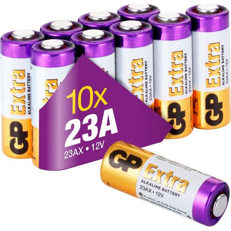 Piles 23A Lot de 10 - Batteries A23 V23GA Alcalines 12V- GP Extra